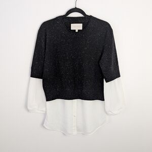 Brochu Walker Ebella Layered Crew Sweater Top M Wool Cashmere Classic